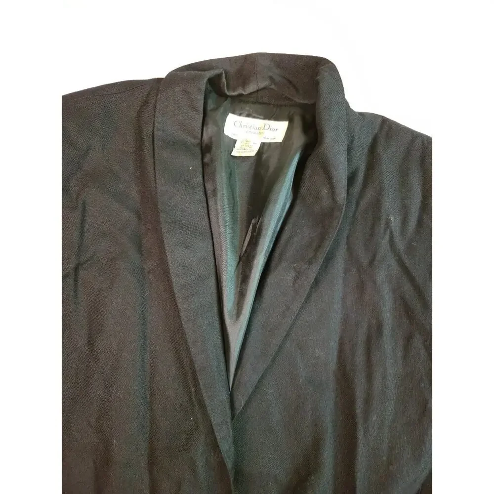 Christian Dior Womens Blazer Suit Jacket Size 10 Black Vintage Single Button